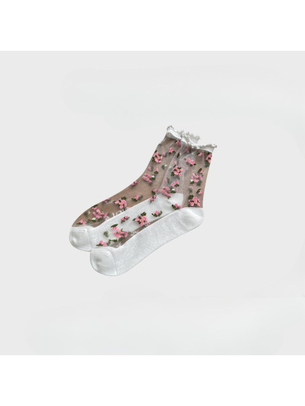 Rufia - Sheer Floral Lettuce Edge Crew Socks product image 4