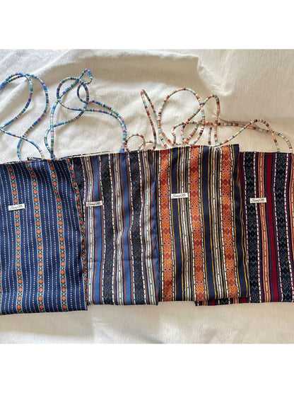 Cosbai - Stripe Pattern Soft Shoulder Bag