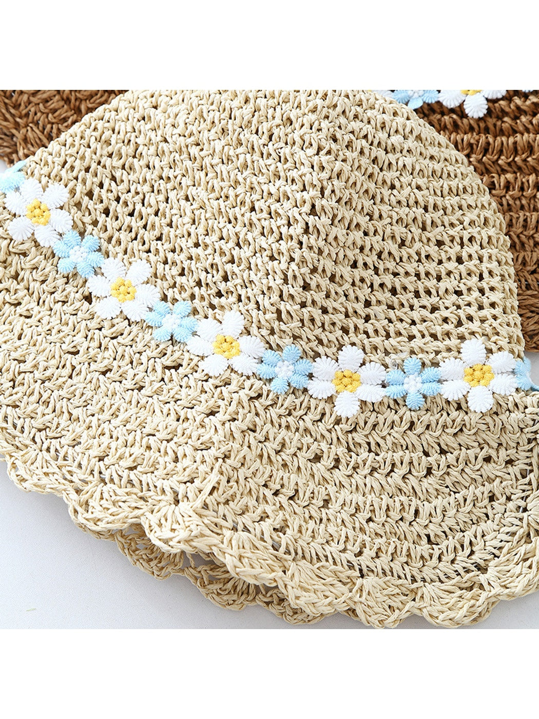 Haila - Daisy Trim Wide Brim Women's Summer Sun Hat