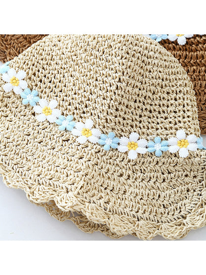 Haila - Daisy Trim Wide Brim Women's Summer Sun Hat