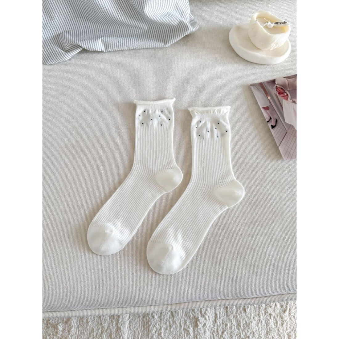 Rufia Everyday Turn Cuff Knit Socks displayed with packaging on neutral background