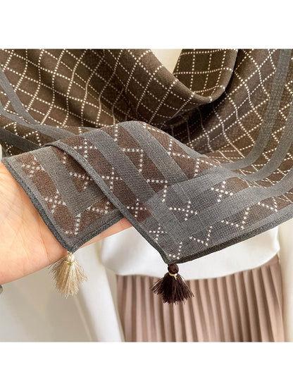 Scarvii - Retro Dot Diamond Grid Pattern Square Scarf