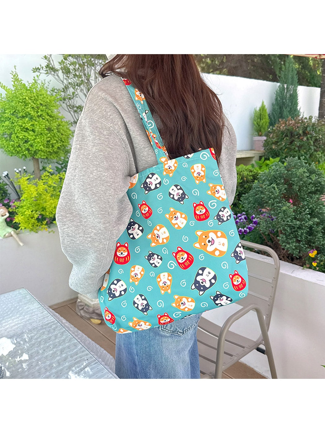 Cosbai - Shiba Inu Print Open-Top Daily Carry Bag