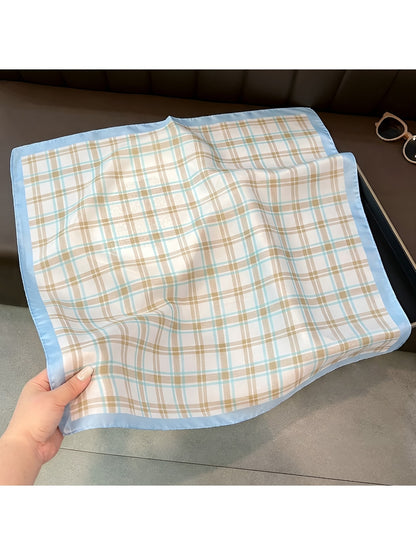Scarvii - Classic Check Border Accent Square Scarf