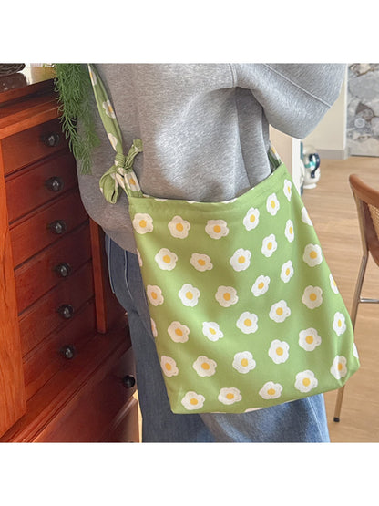Cosbai - Green Floral Print Tote Bag