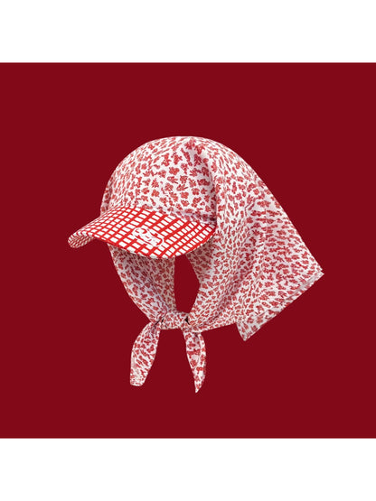 Haila Floral Bonnet Cap with colorful flower pattern on a white background