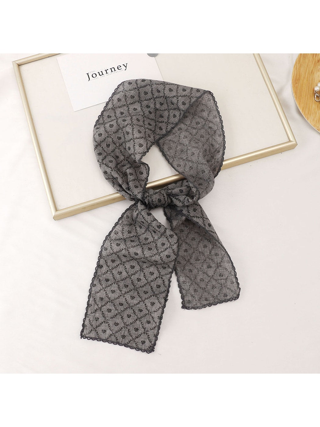 Scarvii - Printed Floral Neck Styling Narrow Scarf