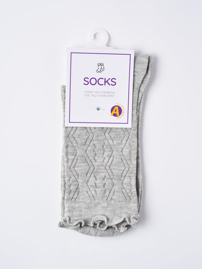 Rufia - Solid Color Picot-Edge Ankle Socks
