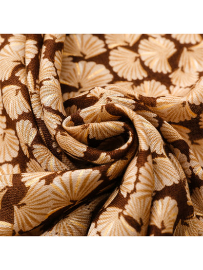 Scarvii - Lightweight Allover Leaf Print Scarf