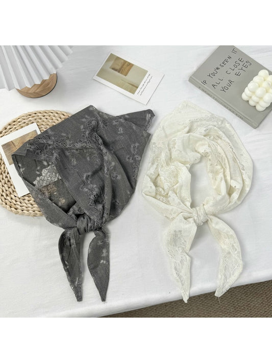 Scarvii - Sweet Floral Openwork Triangle Bandana