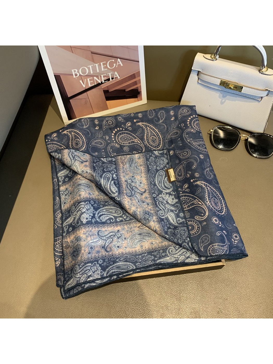 Scarvii - Classic Paisley Print Square Scarf