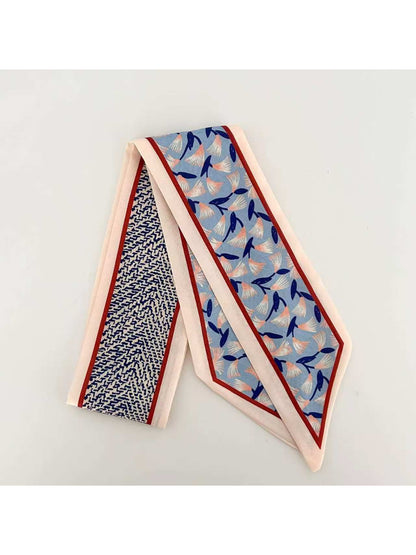 Scarvii Botanical Bird Print Skinny Scarf