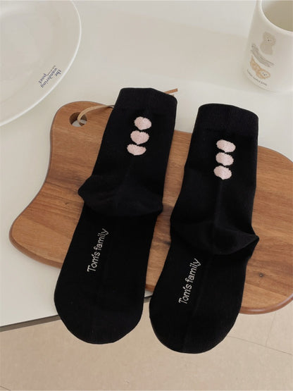Rufia - Cute Heart Pattern Crew Socks