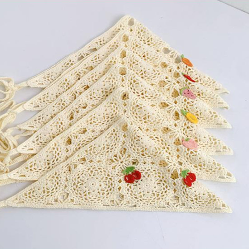 Handmade Crochet Headband with Fruit Accents in White