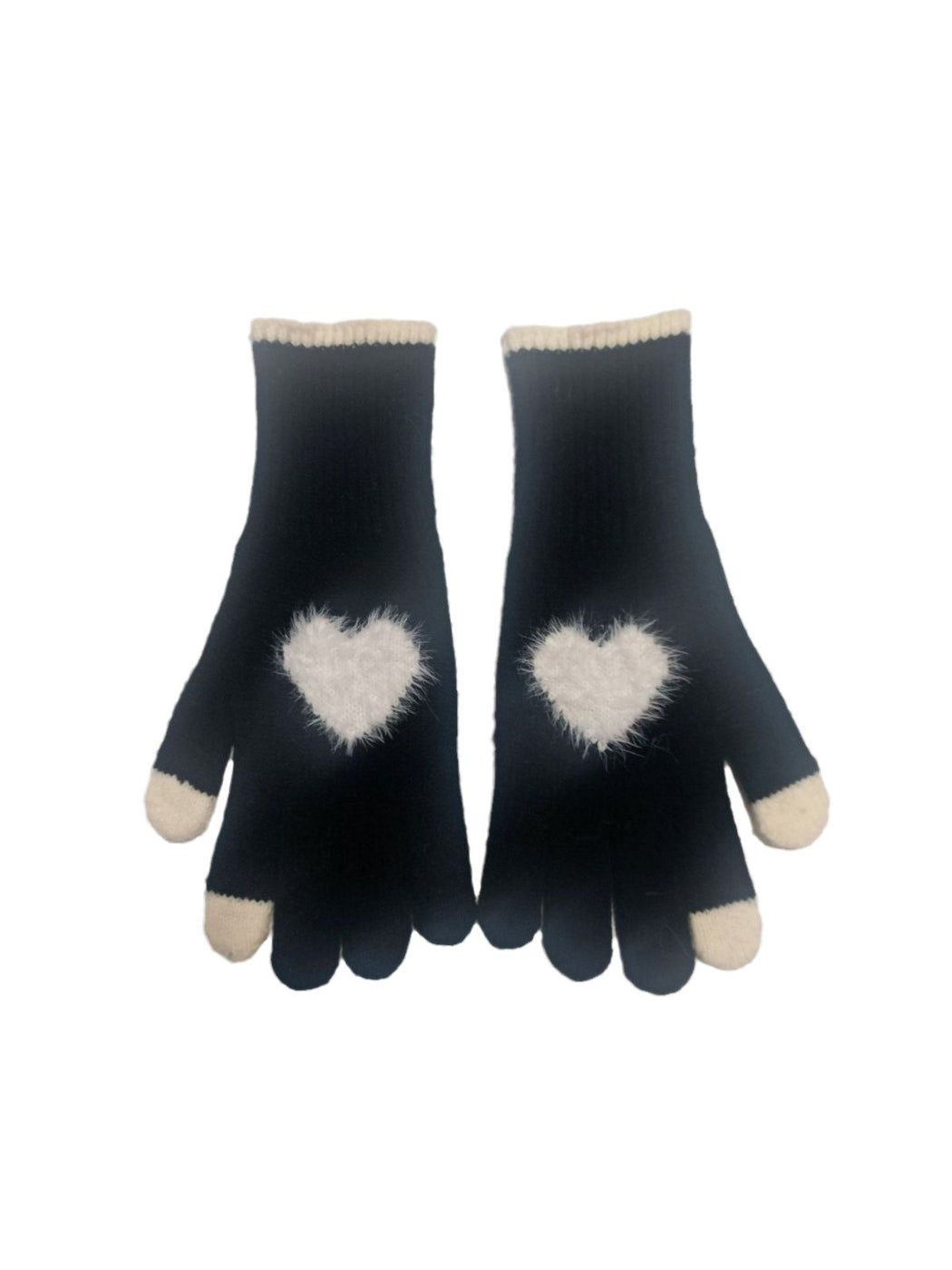 Gloving - Fuzzy Heart Knit Gloves