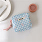 Cosbai - Small Plaid Makeup Pouch Square Bag