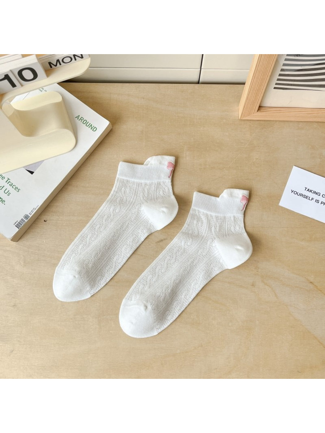 Rufia - Mini Bow Pattern Ribbed Ankle Socks product image 5