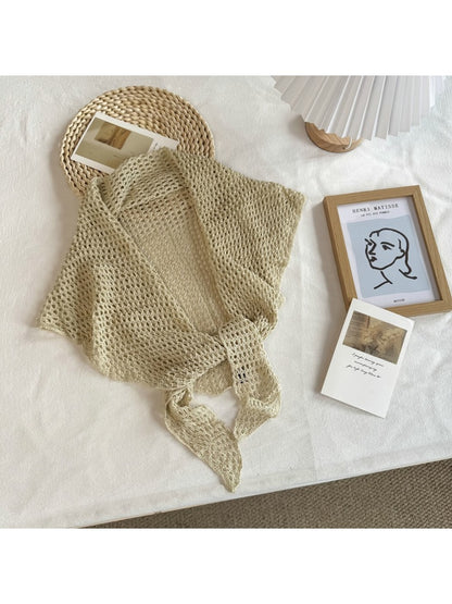 Scarvii - Openwork Knit Triangle Scarf