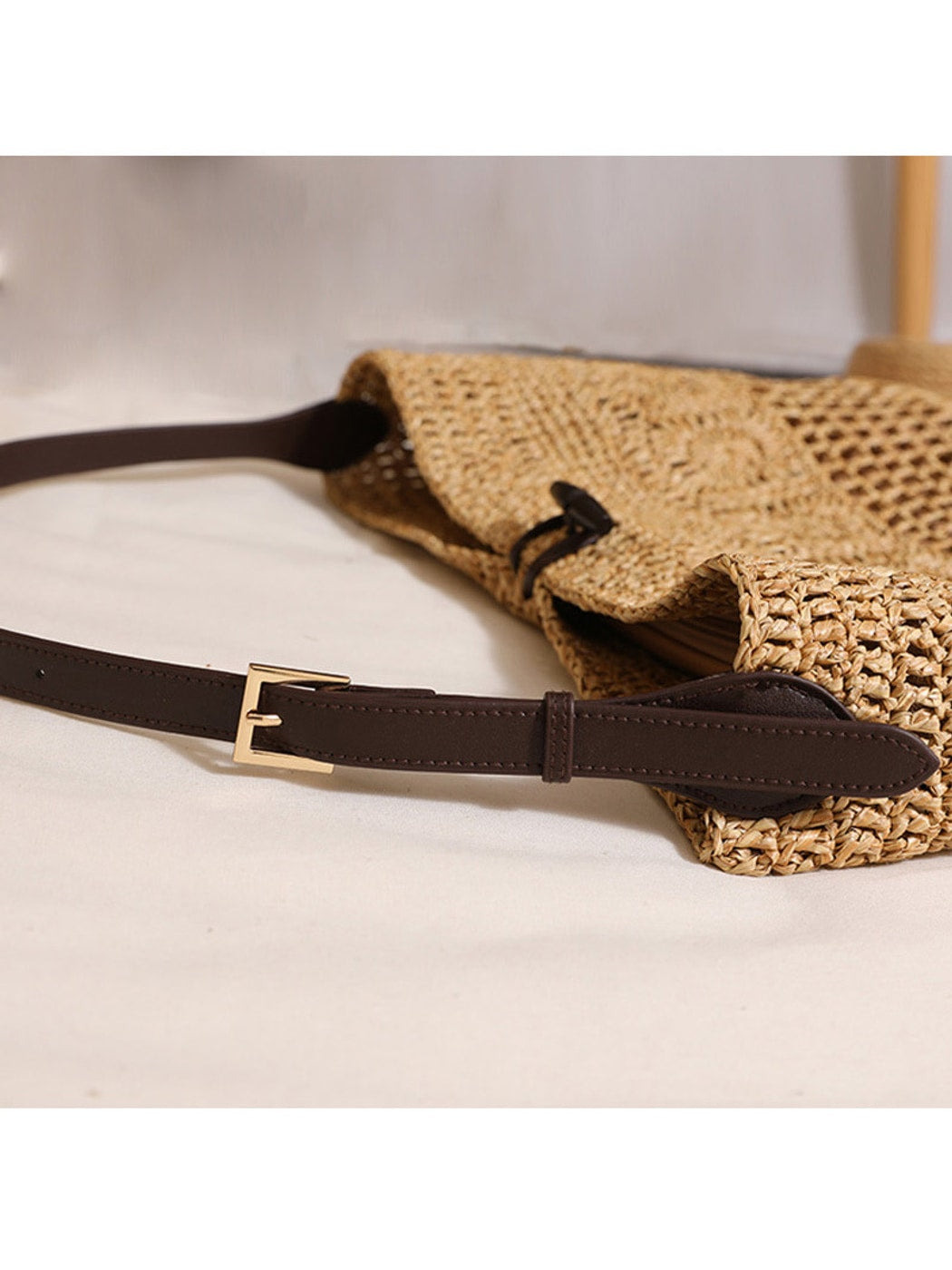 Cosbai - Openwork Design Woven Shoulder Bag
