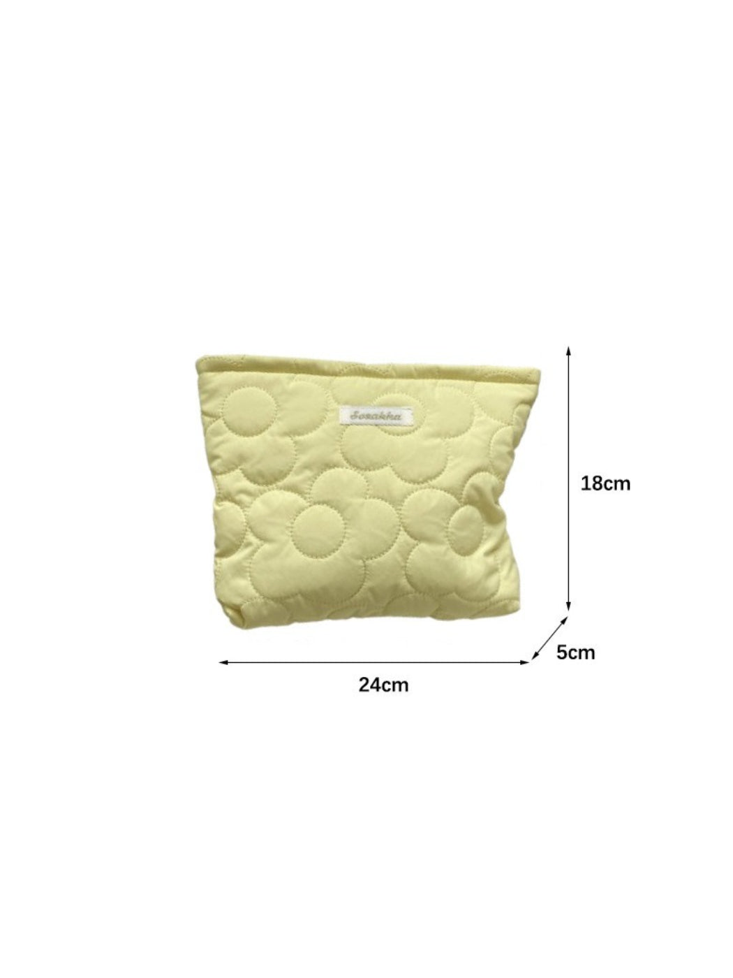 Cosbai Quilted Daisy Cosmetic Pouch held in hand to show size and portability