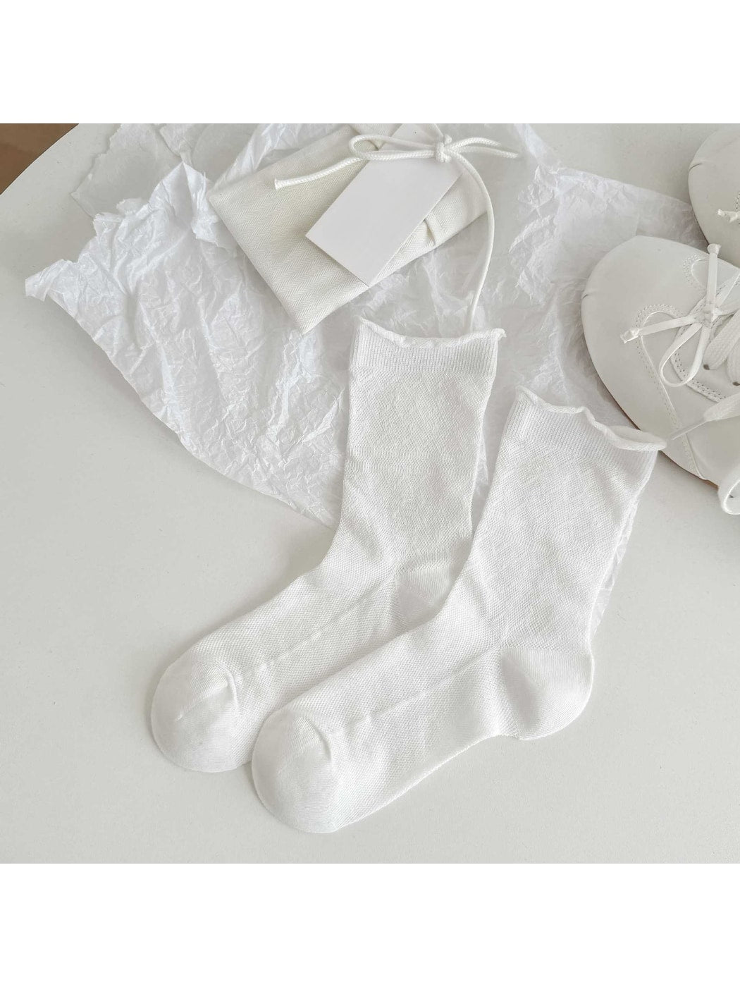 Rufia - Soft Knit Crew Socks with Rolled Cuff