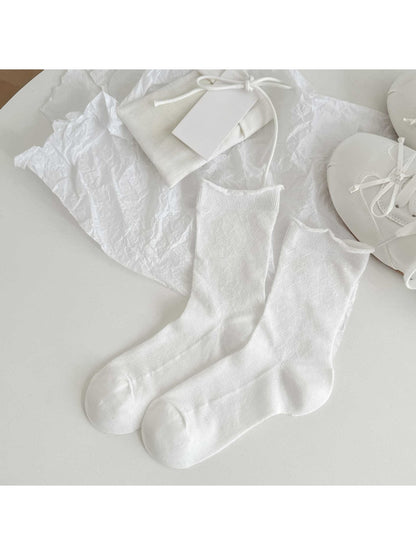 Rufia - Soft Knit Crew Socks with Rolled Cuff
