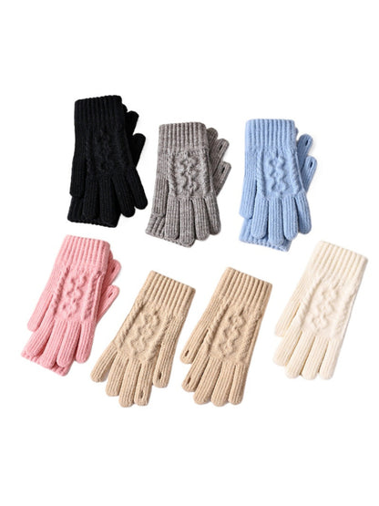 Gloving - Cable-Knit Ribbed Full Finger Gloves
