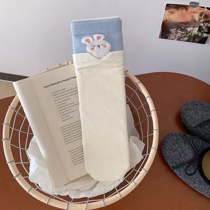 Rufia animal foldover socks with fox design shown from top angle