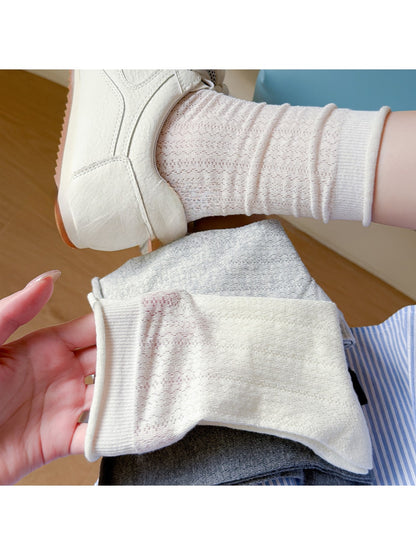 Rufia - Women's Minimal Mesh Knit Crew Socks