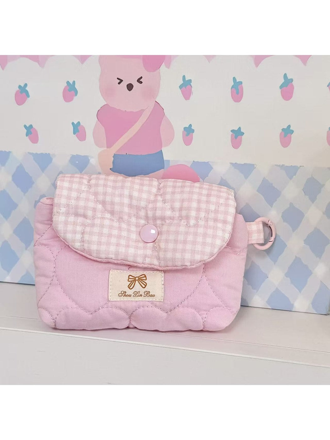 Cosbai - Floral Quilted Envelope Shape Pouch Bag