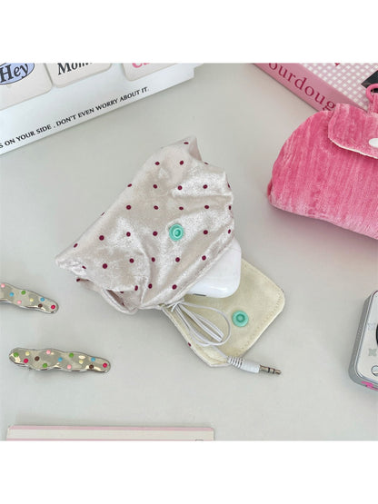 Cosbai Soft Dot Button Coin Purse in soft pink open to display interior