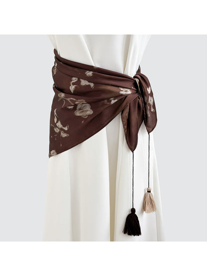 Scarvii - Elegant Print Tassel Square Scarf