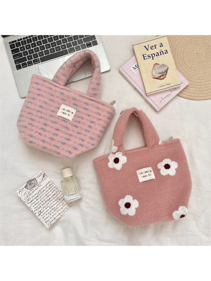 Cosbai - Mini Plush Flower Tote Bag