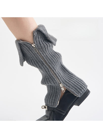 Cozyra - Two-Way Zipper Ribbed Knit Leg Warmers