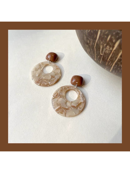Earwish - Marbled Circle Drop Earrings
