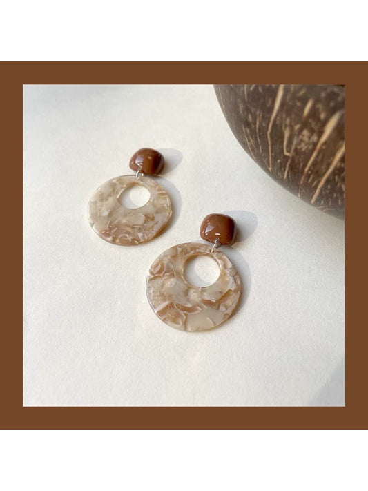 Earwish - Marbled Circle Drop Earrings
