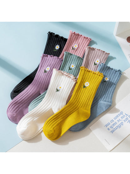 Rufia - Floral Daisy Detail Soft Ribbed Crew Socks product image 1