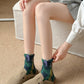 Rufia embossed floral mid-calf socks