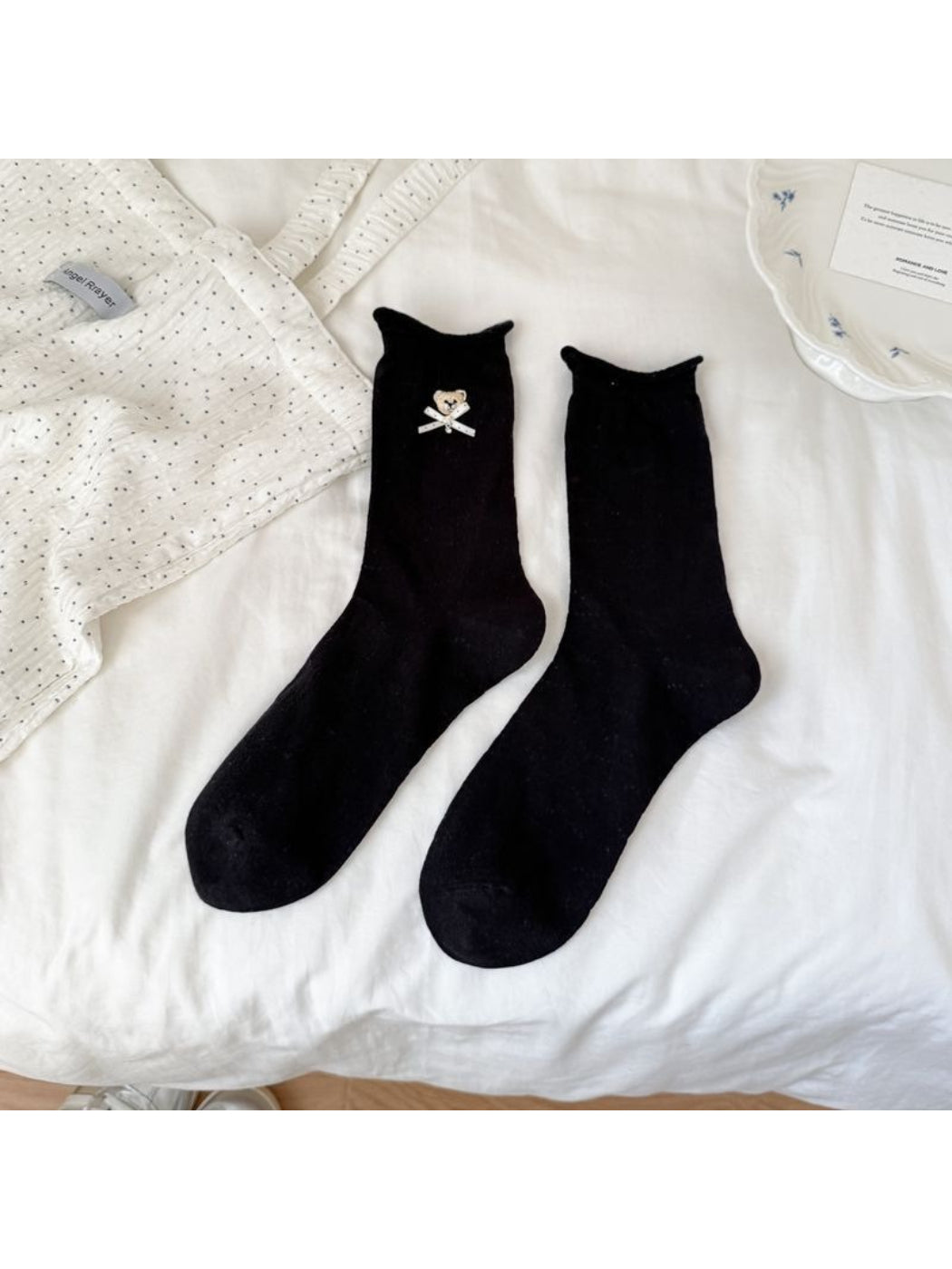 Rufia Everyday Teddy Crew Socks folded to display plush interior lining