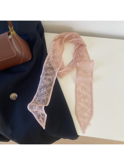 Scarvii Sheer Floral Lace Skinny Scarf