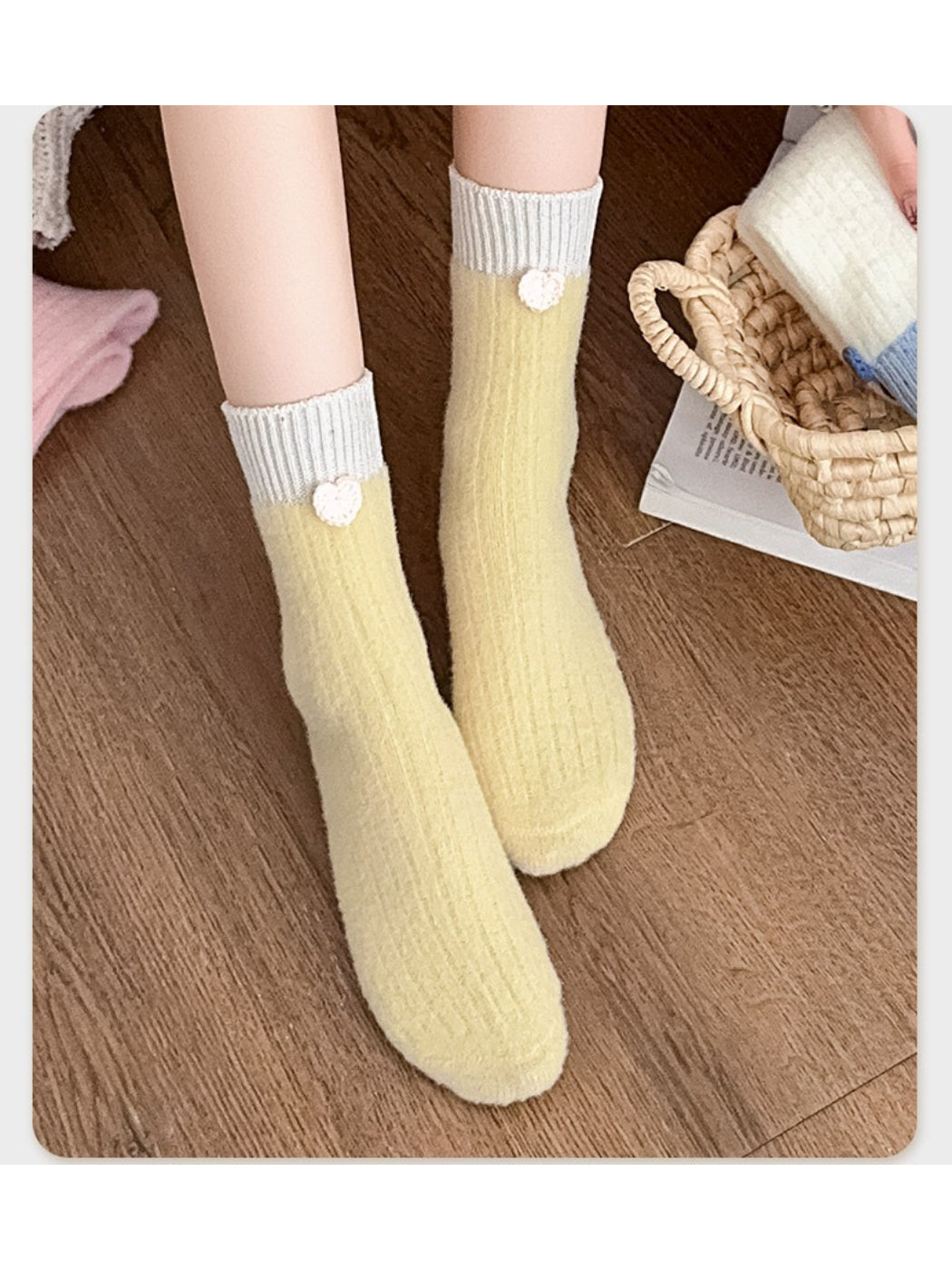Rufia - Heart Detail Rib Crew Socks
