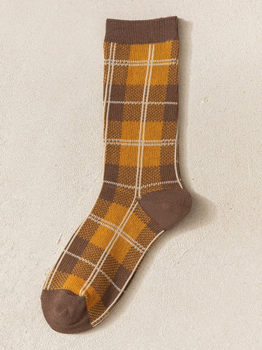 Rufia - Retro Brown-Tone Mid-Calf Winter Socks