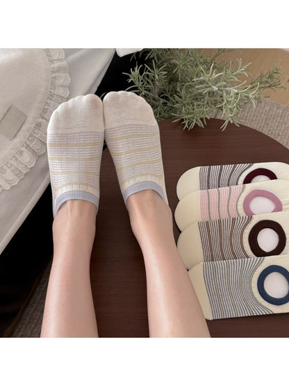 Rufia - Mesh Knit Striped Women's No Show Socks