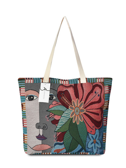Cosbai - Large Capacity Embroidered Tote Bag