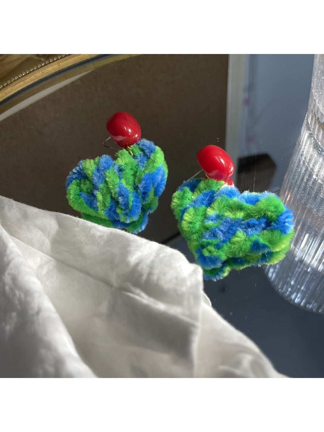 Earwish - Color Pop Pom Drop Earrings
