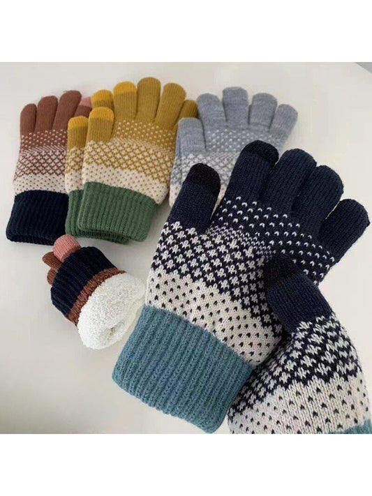 Gloving - Fair Isle Style Full-Finger Winter Gloves