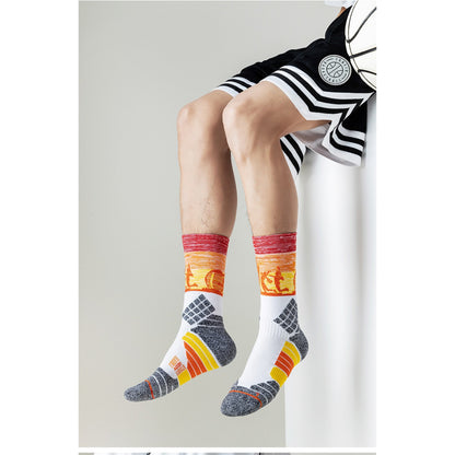 Rufia color block sport crew socks folded neatly with visible brand tag