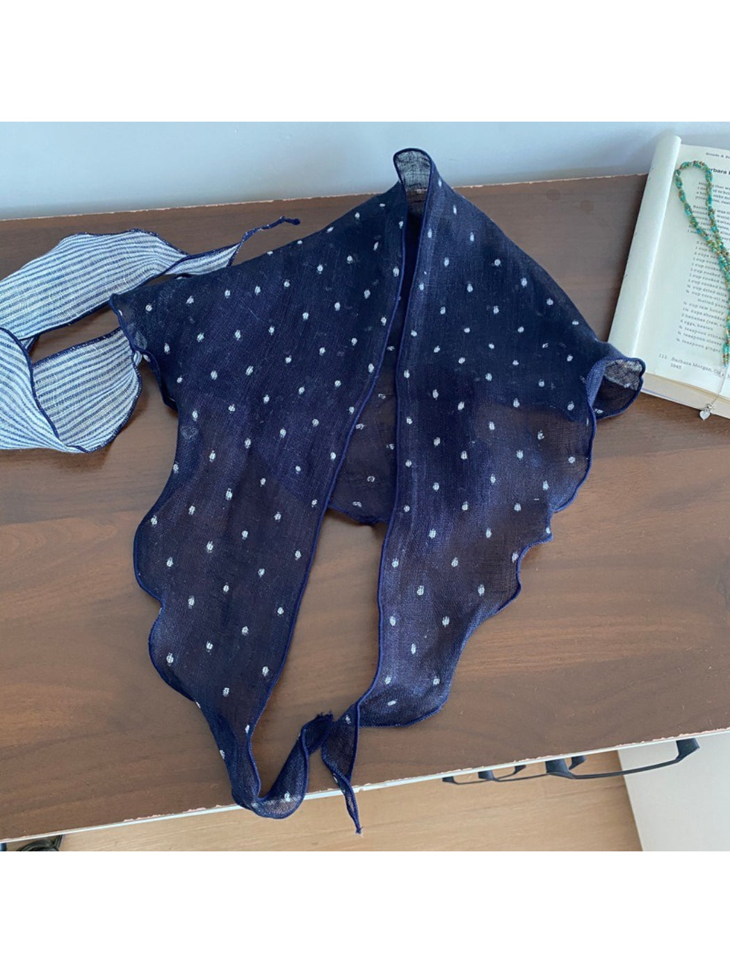 Scarvii Classic Navy Patterned Headscarf