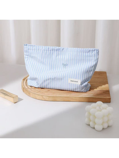 Cosbai - Striped Bow Embroidered Women's Cosmetic Bag