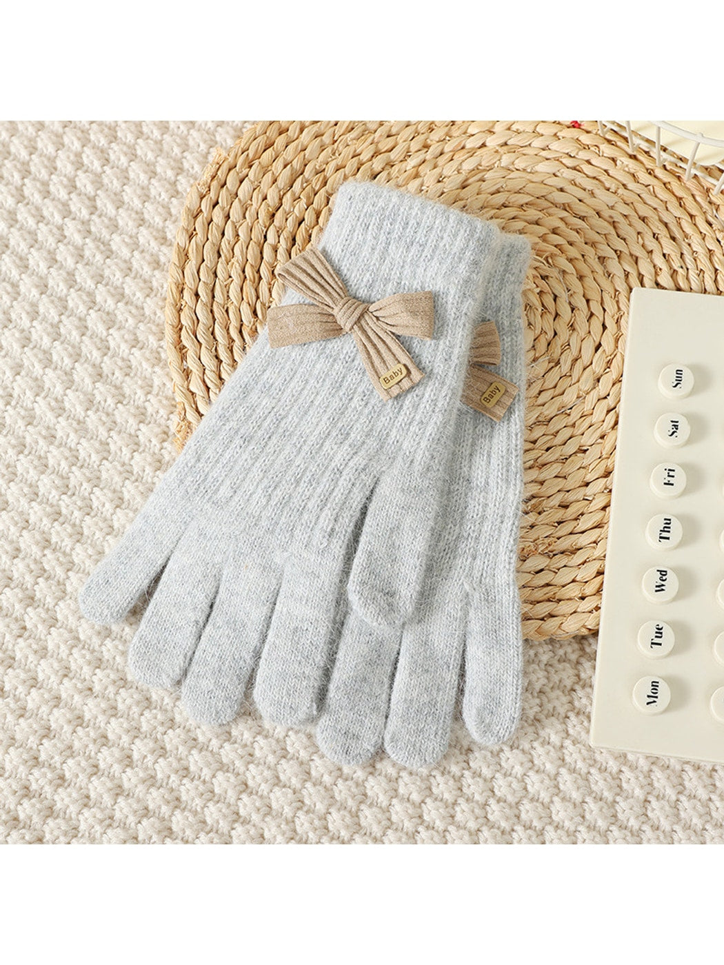 Gloving - Women's Bow Accent Fuzzy Knit Winter Gloves